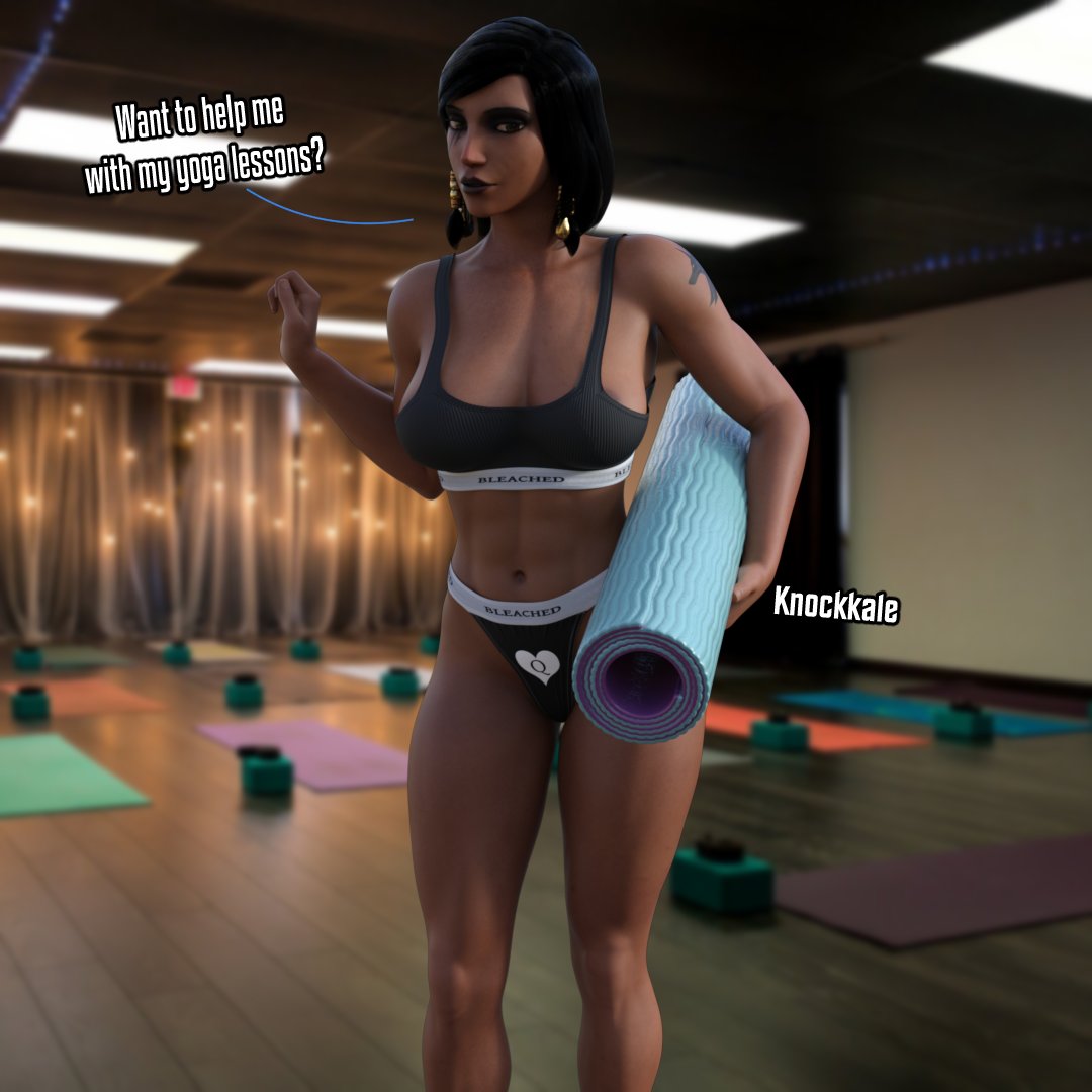 1girls 3d 3d_(artwork) abs black_hair bleached bleached_clothing brown_body brown_skin dark-skinned_female dark_skin egyptian egyptian_female english_text fareeha_amari female female_only fit_female gym gym_clothes hair_ornament human knockkale overwatch pharah queen_of_hearts tattoo text