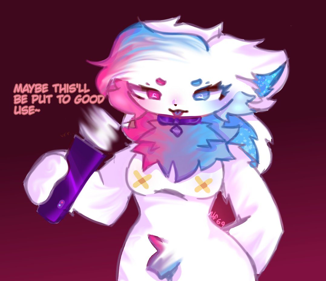 crystal_(kittydogcrystal) furry furry_only gradient_fur kittydog_fanart vibrator white_fur