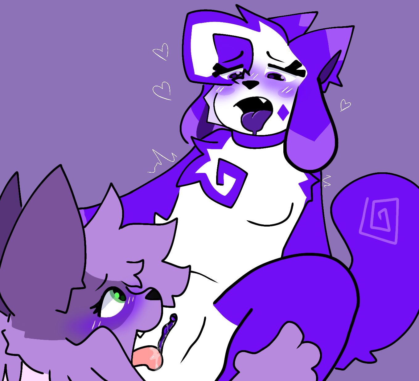 cruffle_(kittydogcrystal) furry furry_only kittydog_fanart meloucannsfw purple_fur pussy_lick white_fur