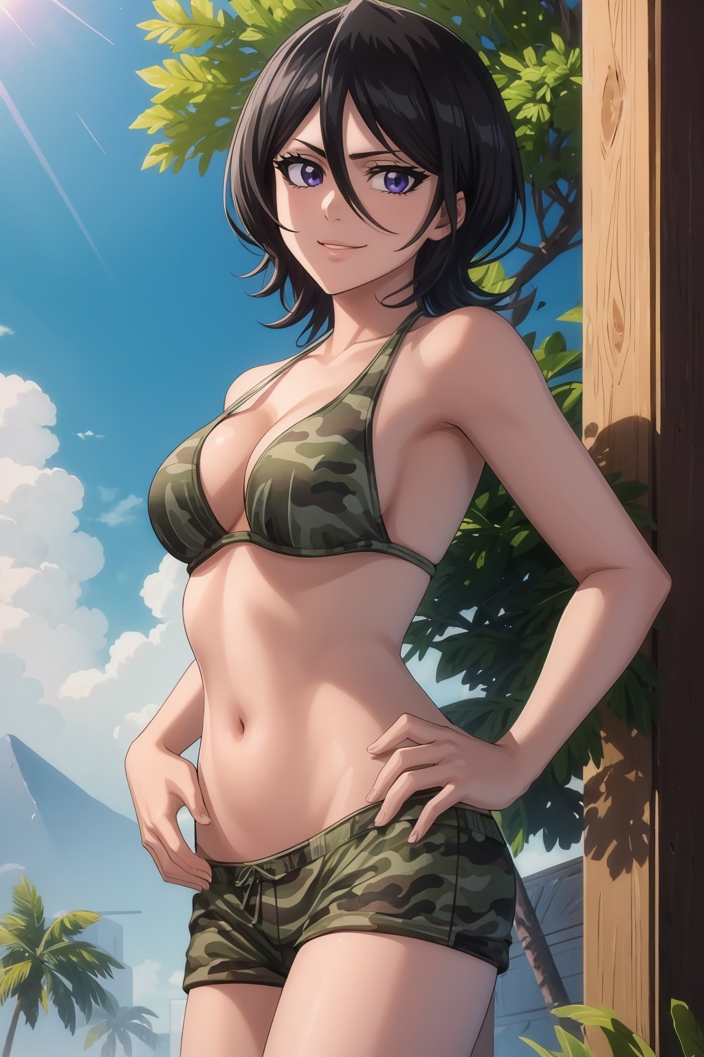 1girls, ai generated, artist request, black hair, bleach, breasts, female, female only, kuchiki rukia, nai diffusion, solo, stable diffusion, white skin