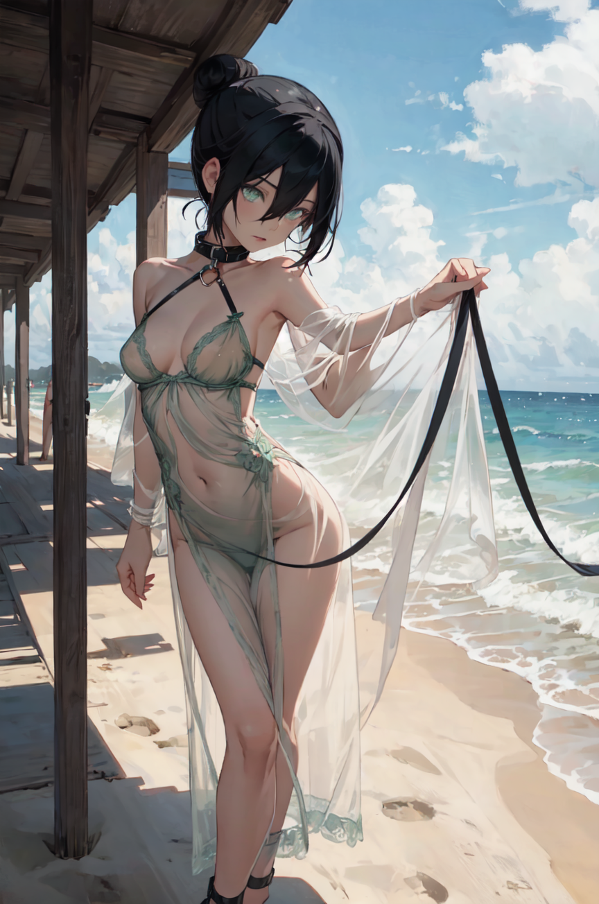 1girls ai_generated avatar_legends avatar_the_last_airbender beach collar earth_kingdom female leash leashed leashed_female leashed_to_genitals lingerie ocean pixai see-through see-through_clothing see_through slave_collar toph_bei_fong