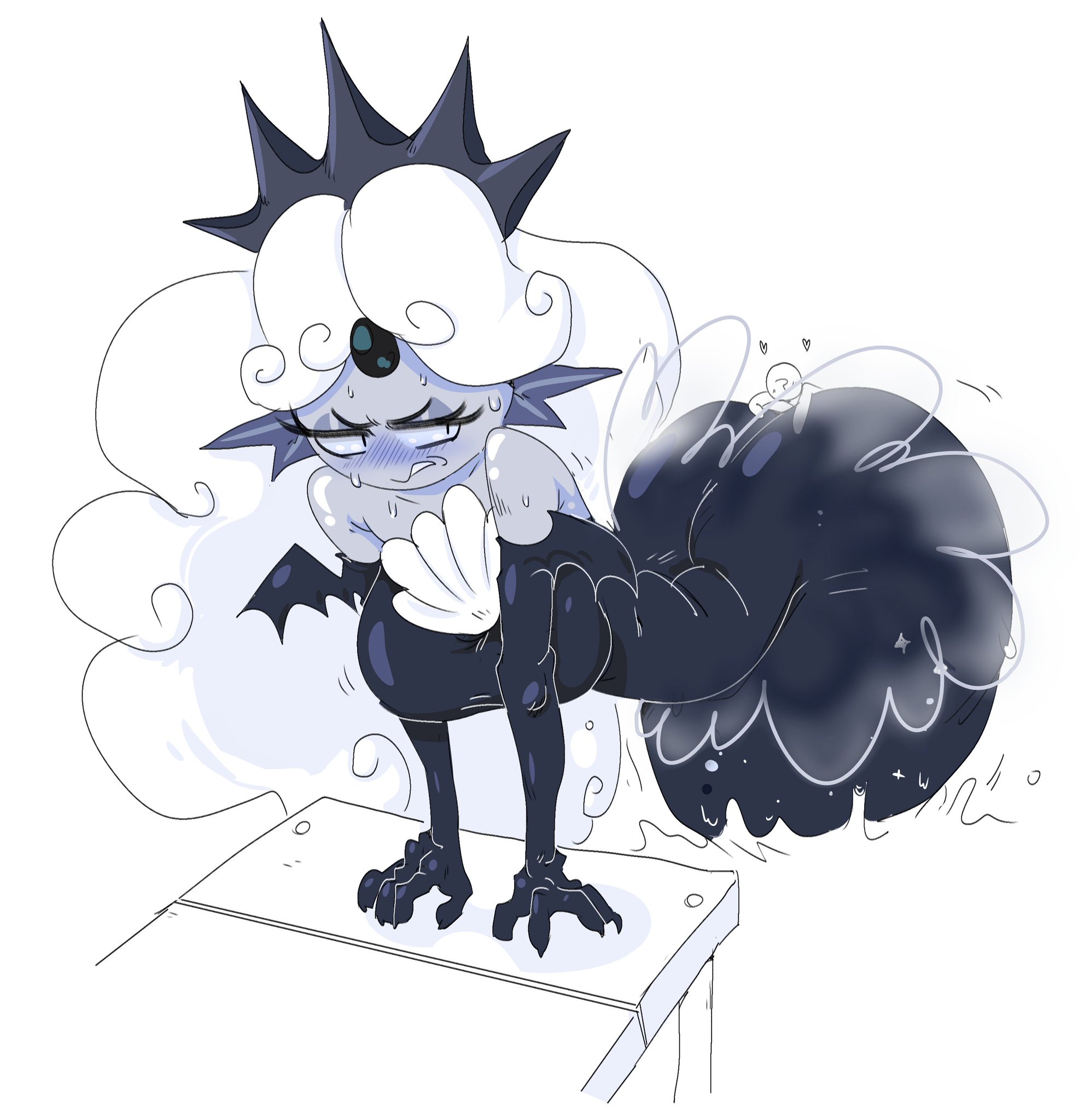 1girls, annoyed, annoyed expression, annoyed female, black pearl cookie, blush, blushing, blushing female, claws, cookie run, cookie run kingdom, devsisters, dress, female, gem, gem mermaid, gem on forehead, gemstone, giant female, giantess, long hair, macro, merfolk, mermaid, mhdrawin, micro, size difference, slit pupils, white background, white hair, white hair female