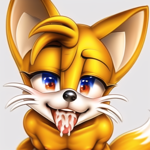 ai_generated cum_on_tongue furry gay gay_male looking_at_viewer naughty_face projectai23 sega tails tongue_out yaoi