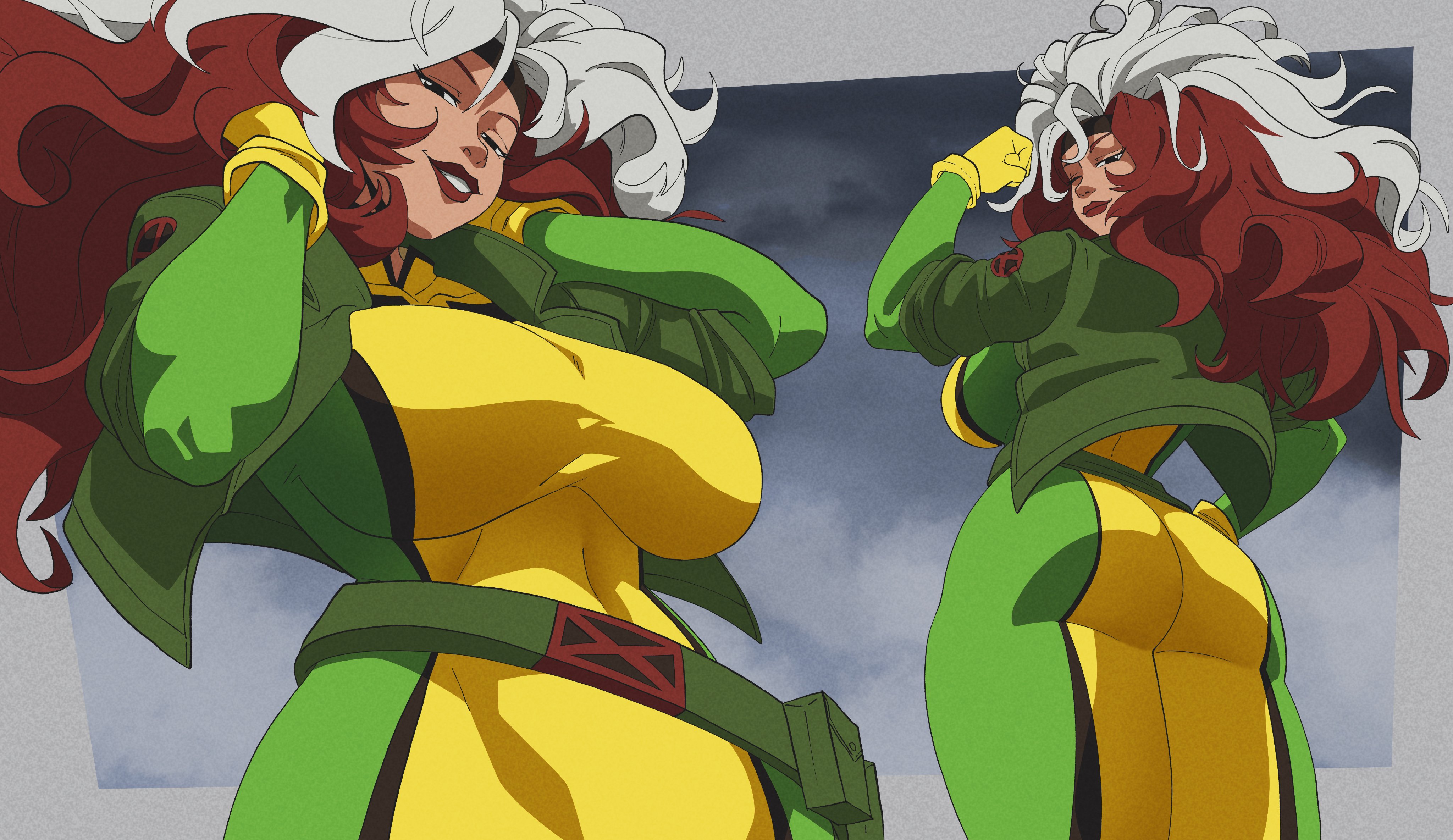 1girls, anna marie, ass, big ass, big butt, brown hair, bubble ass, bubble butt, coolerinker, female, female focus, female only, fully clothed, inker comics, inkershike, large ass, large butt, marvel, marvel comics, rogue (x-men), solo, solo female, solo focus, two-tone hair, white hair, x-men, x-men 97