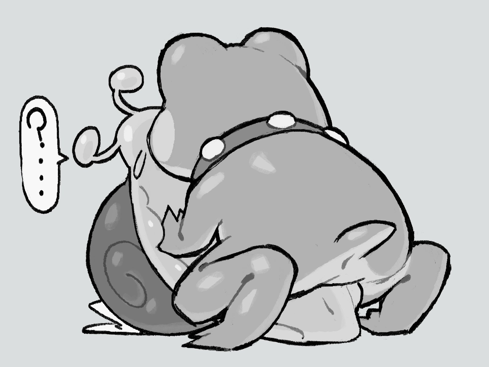 ?, 1boy, 1girls, amphibian, anthro, anus, backsack, balls, ballsack, female, feral, feral on feral, frog, grey background, greyscale, interspecies, kiss, kissing, male, male anus, male/female, monochrome, pussy, questionable consent, snail, star rifle, tagme