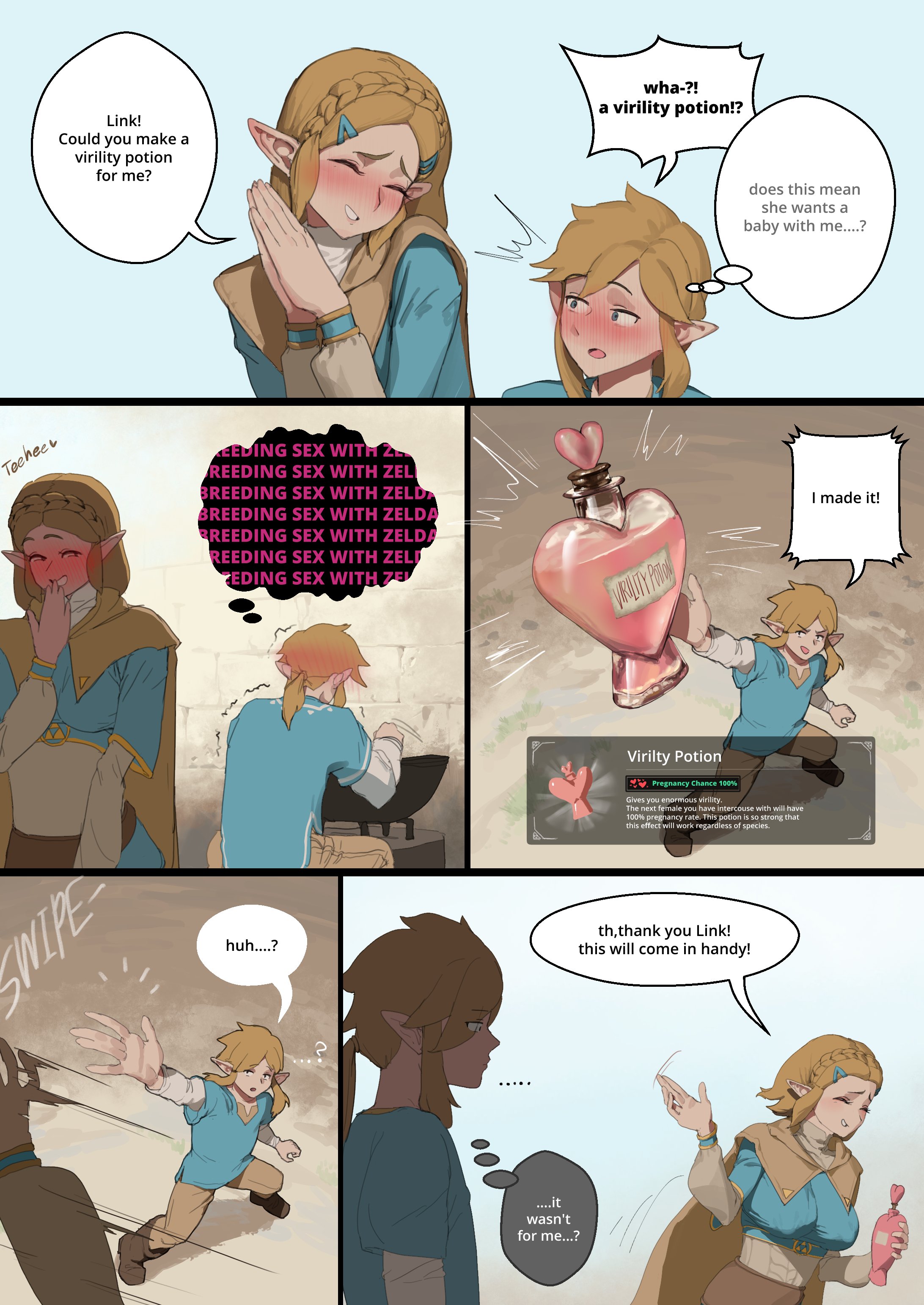 1boy, 1girls, 2026, 2d, after rape, bad end, betrayal, blush, broken rape victim, captured heroine, color, comic, corrupted, corruption, dialogue, english text, female, fertility drug, fully clothed, gameplay mechanics, humanoid, link, male, malesub, mind break, nintendo, pixiv link, princess zelda, rape, tears of the kingdom, text, the legend of zelda, wjs07, zelda (tears of the kingdom)