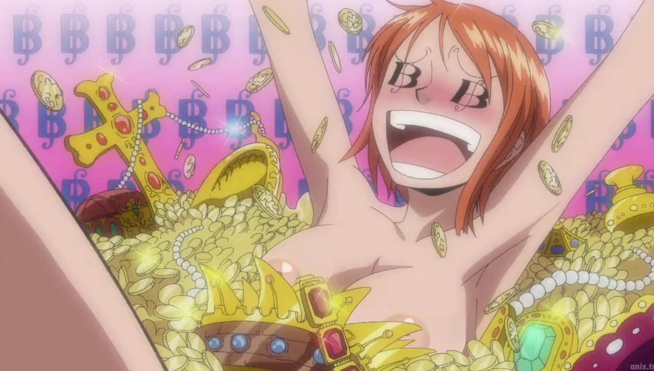 1girls, accurate art style, areola, areola peek, armpits, arms up, artist request, big breasts, breasts, coin, edit, edited, female, female only, gold, happy, jewelry, lewd edit, money, nami (one piece), nipples, nude, nude edit, nude female, nude filter, one piece, orange hair, orange-haired female, pre-timeskip, screencap, screenshot, screenshot edit, short hair, shounen jump, third-party edit, treasure, visible nipples