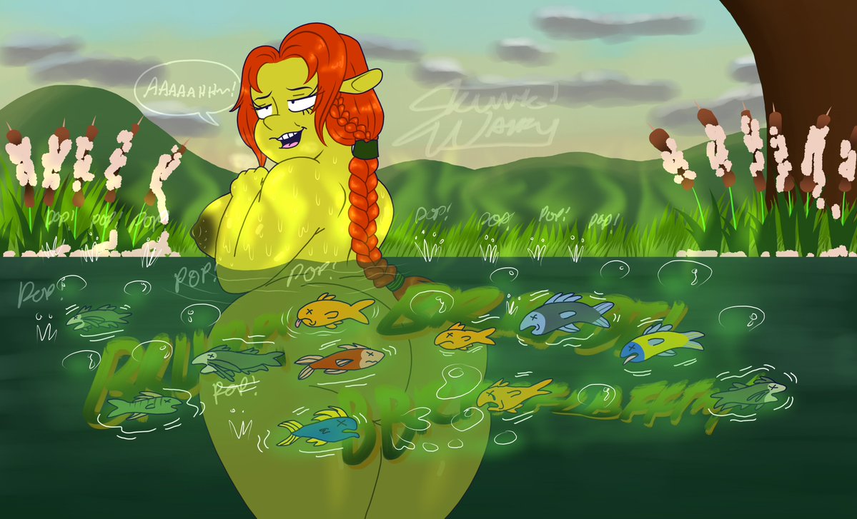 1girls ass big_ass big_butt dead_fish fart fart_bubbles fart_cloud fart_fetish fart_fishing farting fat_ass female green_skin monster_girl ogre ogre_female ogress ogress_fiona princess_fiona princess_fiona_(ogre) raviskunk red_hair red_head shrek_(series)