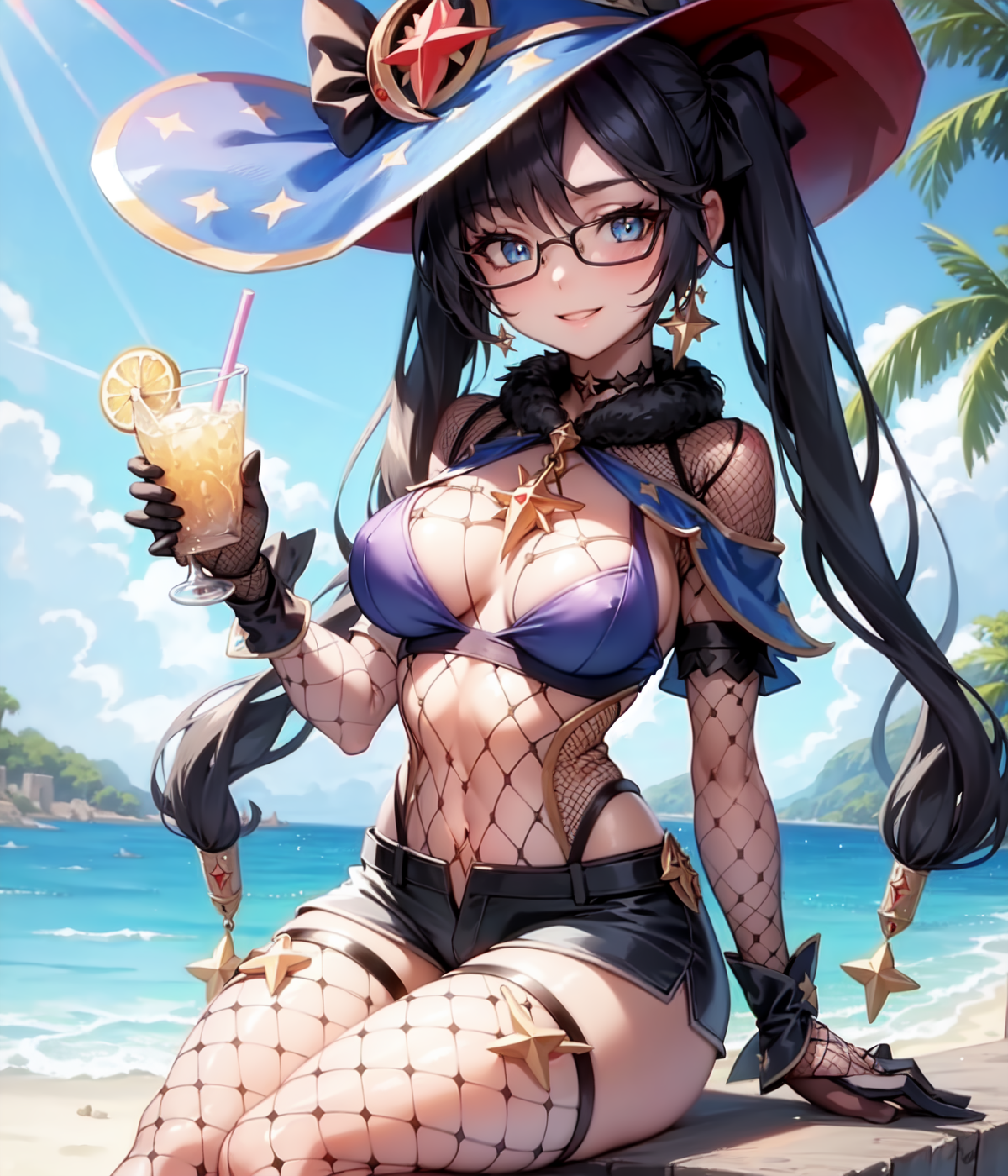 ai generated, female, genshin impact, mona (genshin impact), stable diffusion, tagme