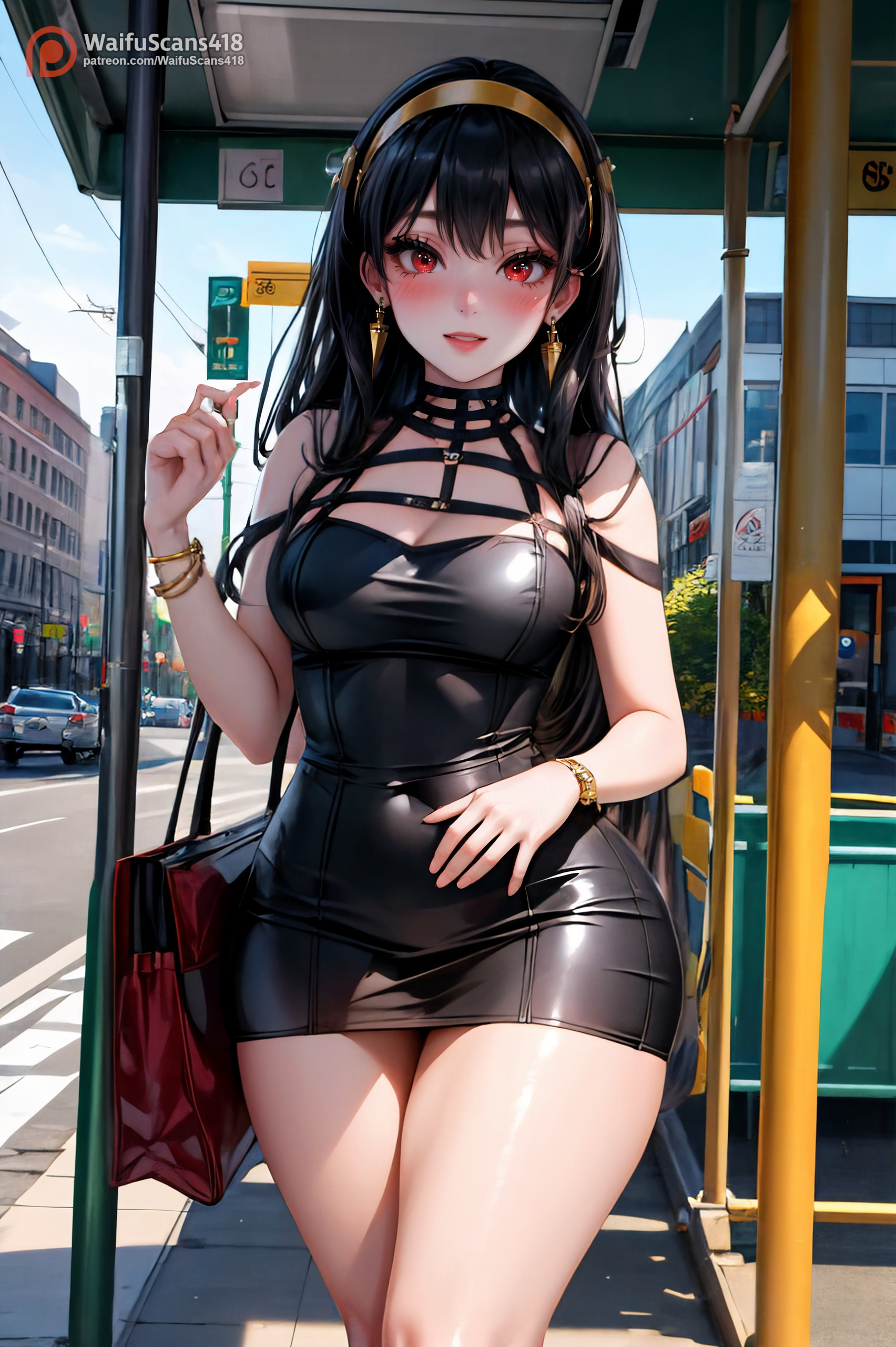 1girls, ai generated, breasts, female, female only, high resolution, highres, public, solo, spy x family, stable diffusion, waifuscans418, yor briar, yor forger