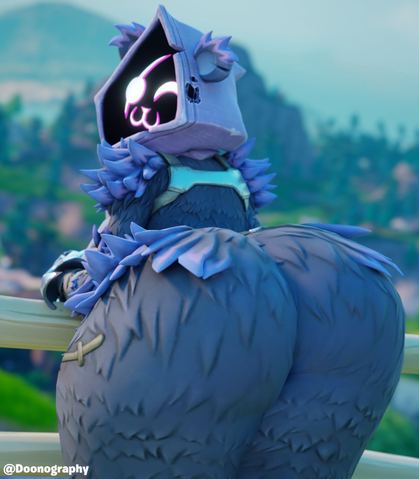 3d big_ass clothed cosplay doonography epic_games fortnite fortnite:_battle_royale furry gigantic_ass raven_team_leader raven_team_leader_(fortnite) solo tagme winking_at_viewer