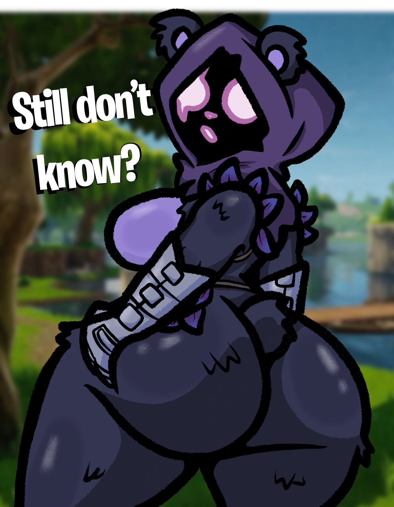 1girls, 2d, ass, big ass, clothed, confused, cosplay, female, fortnite, furry only, lewdewott, raven team leader, raven team leader (fortnite), tagme