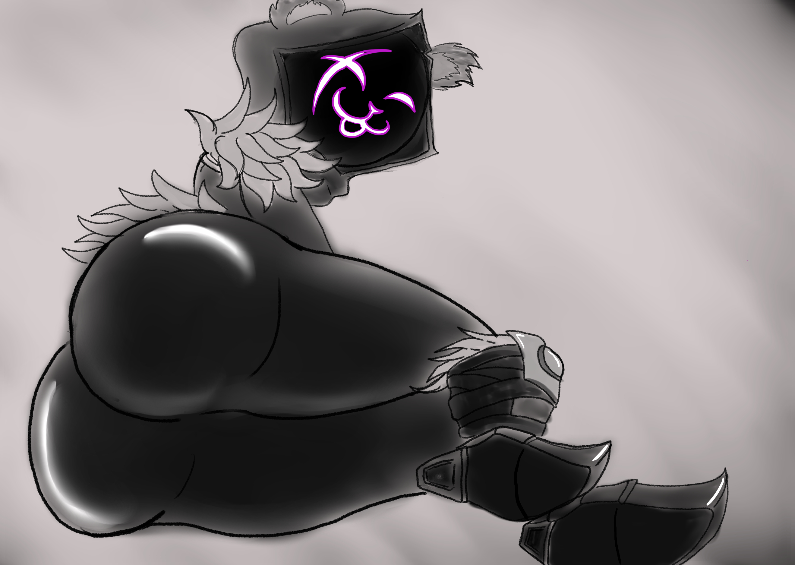 1girls, 2d, ass, big ass, cosplay, female, fortnite, furry, looking at viewer, lying down, raven team leader, raven team leader (fortnite), sketch, smile, tagme, teasing
