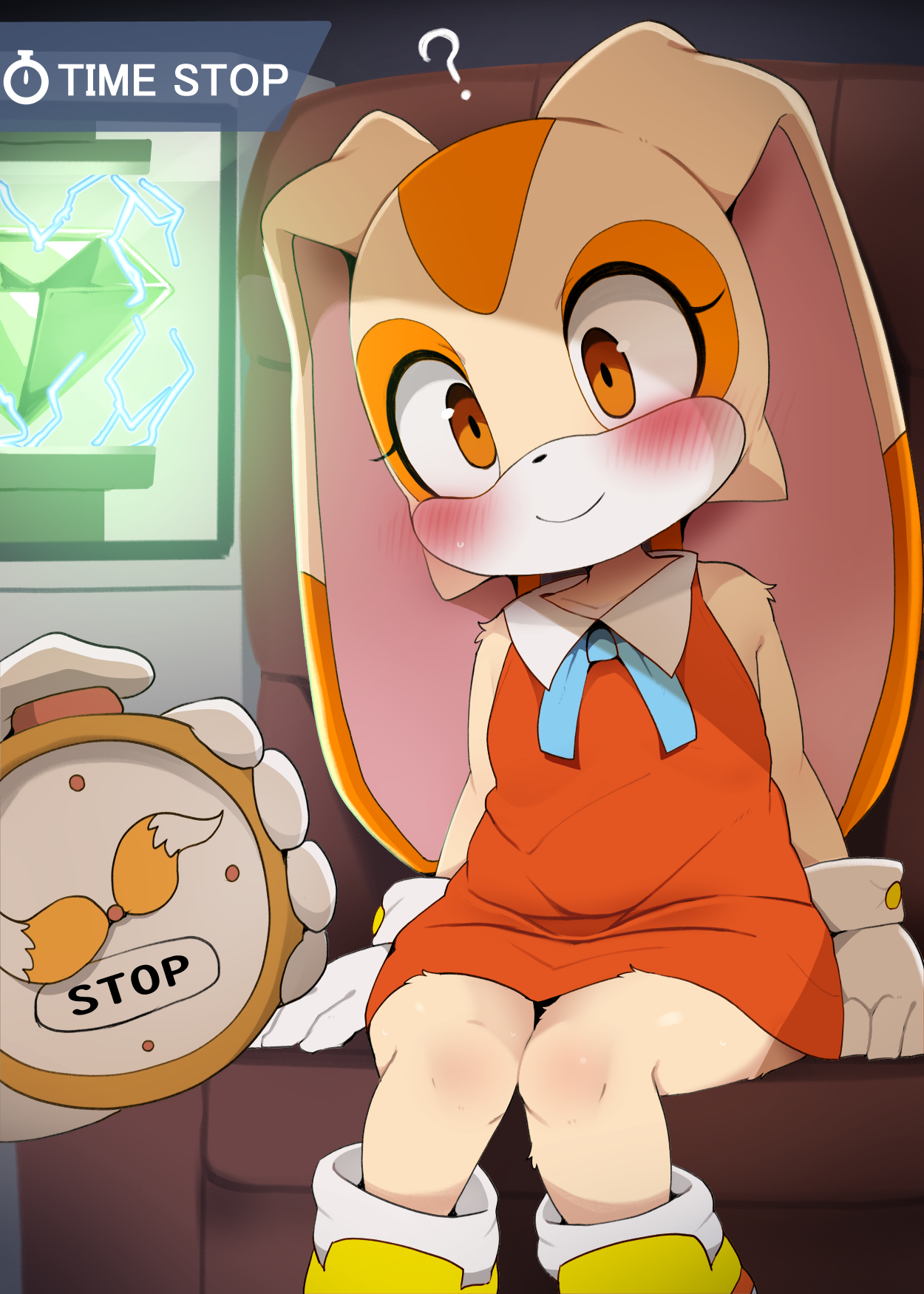 ?, 1boy, 1girls, anthro, confused, confused look, cream the rabbit, cub, dagasi, female, imminent rape, imminent sex, male, mammal, miles prower, rabbit, sonic (series), tagme, tails, tails the fox, time stop, young