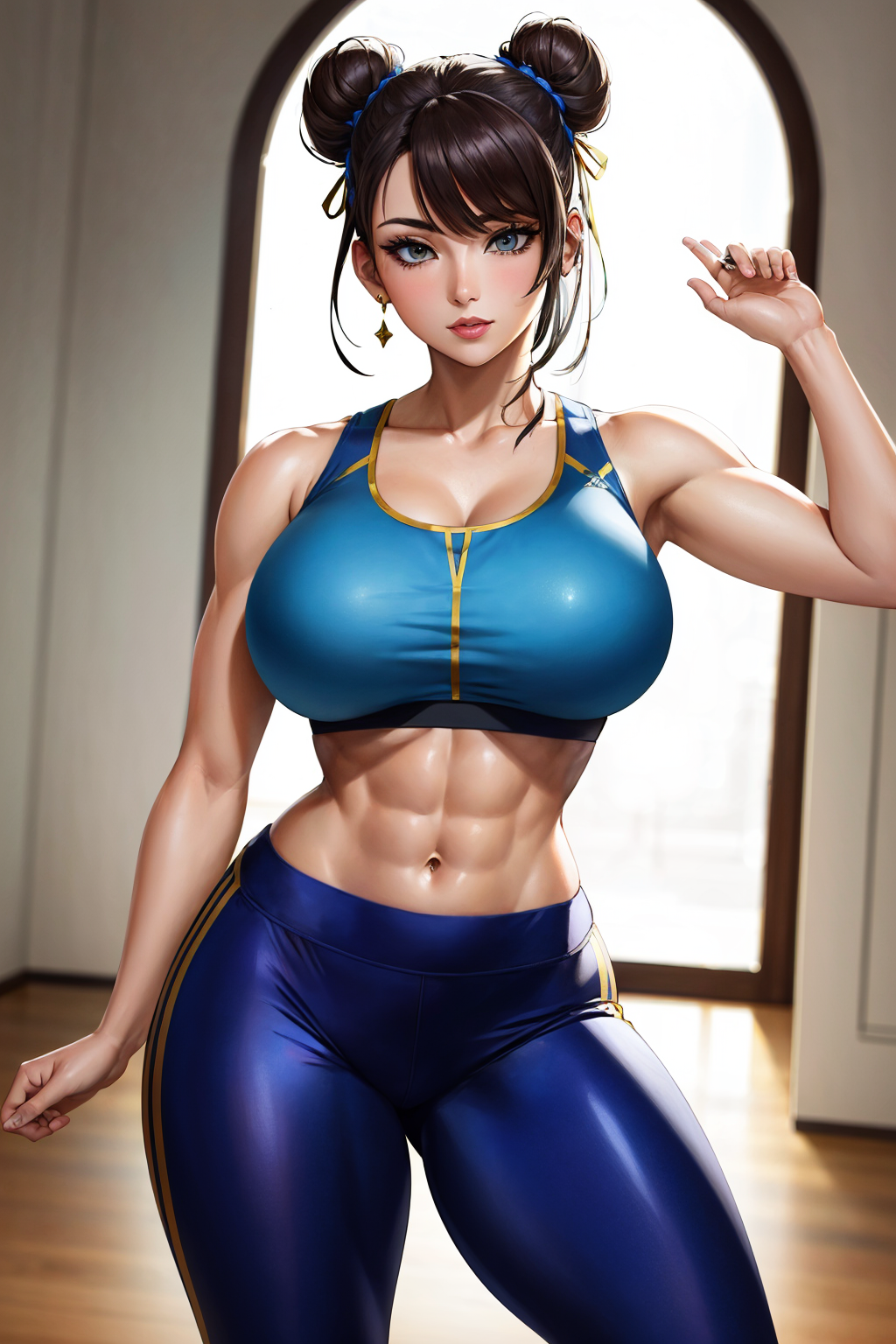 1girls abs ai_generated ass big_ass big_breasts breasts capcom chun-li curvy_body curvy_figure diffusionlad female female_only fit fit_female long_hair looking_at_viewer seductive_look stable_diffusion street_fighter thick_thighs voluptuous voluptuous_female