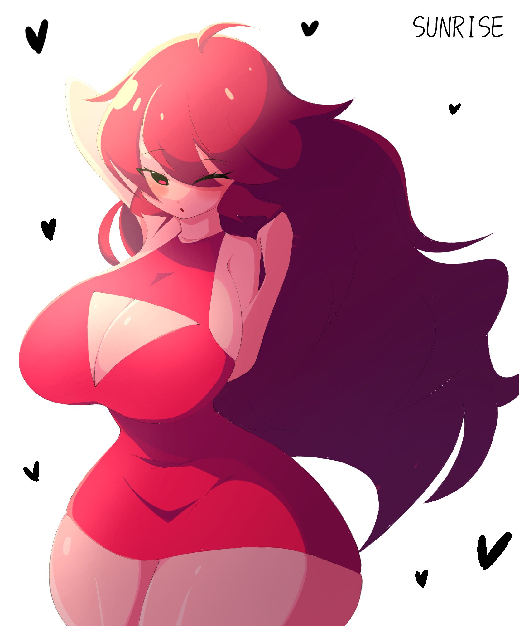 ass, big ass, big breasts, boob window, breasts, female, female only, friday night funkin, girlfriend (friday night funkin), no bra, sideboob, sunrisenew