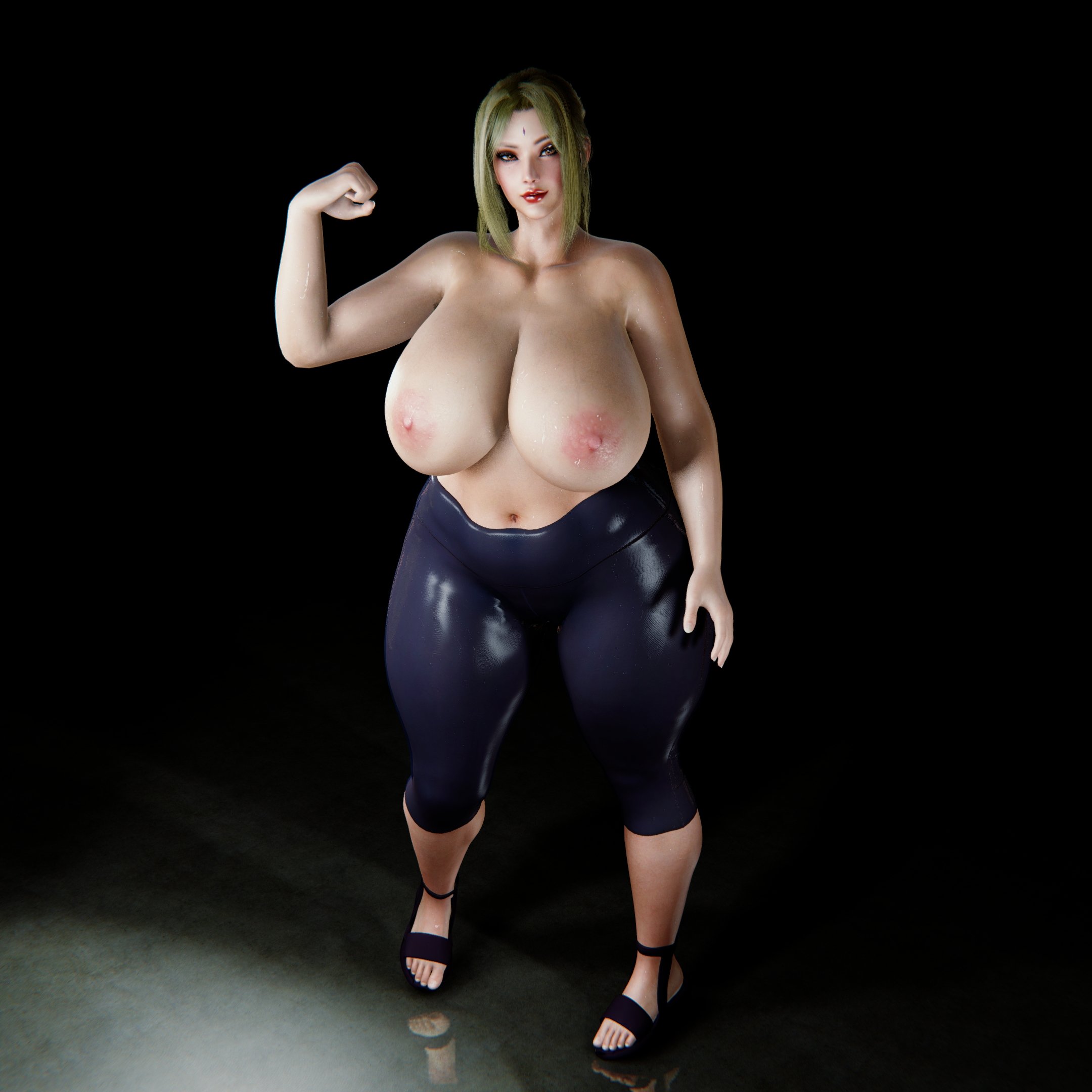16:9, 1girls, 3d, 4k, ass, big breasts, black eyeshadow, blonde hair, breasts, busty, eye contact, female, hourglass figure, huge breasts, large ass, large breasts, light skin, light-skinned female, long breasts, looking at viewer, love handles, mascara, mature female, naruto, naruto (series), pants, pose, posing, pov, red lipstick, seductive, seductive eyes, solo, tagme, thethiccart, thick thighs, thighs, topless, tsunade, virtamate, voluptuous, white skin, wide hips