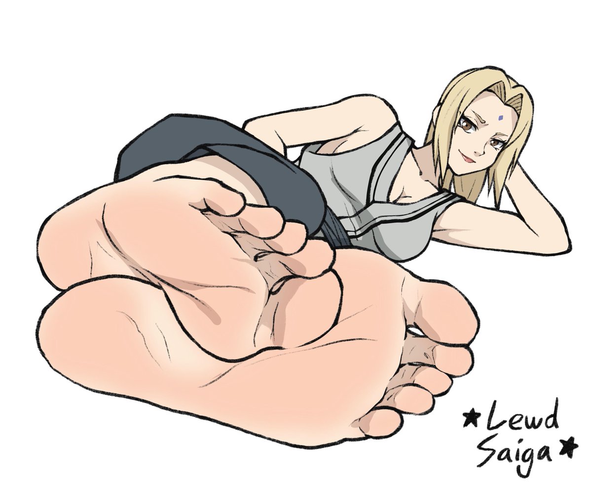 1girls, 2d, blonde hair, clothed, feet, female, female only, foot fetish, foot focus, fully clothed, laying on side, lewdsaiga, milf, naruto, naruto (series), no penetration, presenting feet, soles, solo, solo female, tagme, toes, tsunade, white background
