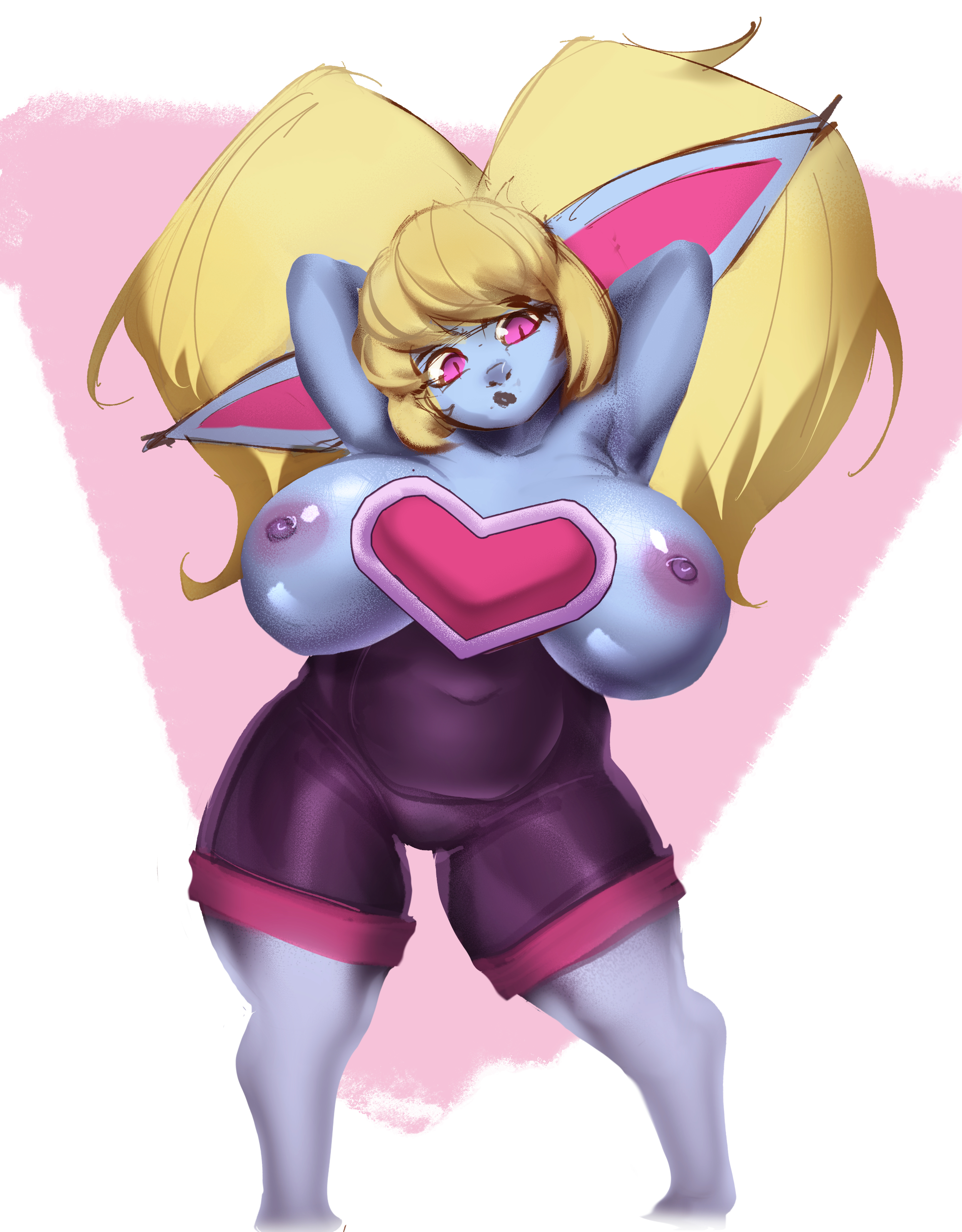 1girls, blonde hair, breasts, female, large breasts, league of legends, poppy, riot games, rouge the bat (cosplay), shortstack, solo, solo female, sonic (series), sonic the hedgehog (series), vestavice, yordle