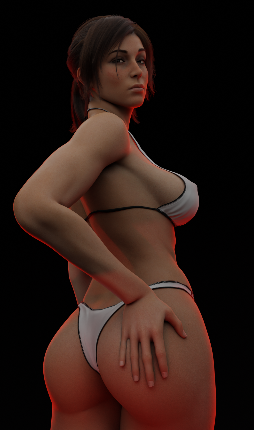 1girls 3d arms artist_request ass ass_focus belly big_ass big_breasts big_butt black_hair breasts caucasian_female dark_hair female female_focus flirting flirting_look flirting_with_viewer hands hands_on_ass hips lara_croft lara_croft_(survivor) large_breasts large_hips large_thighs looking_at_viewer muscular_arms nipples nude nude_female pinup pinup_pose solo solo_female solo_focus standing standing_position swimsuit swimsuits swimwear thighs tomb_raider tomb_raider_(survivor) white_female