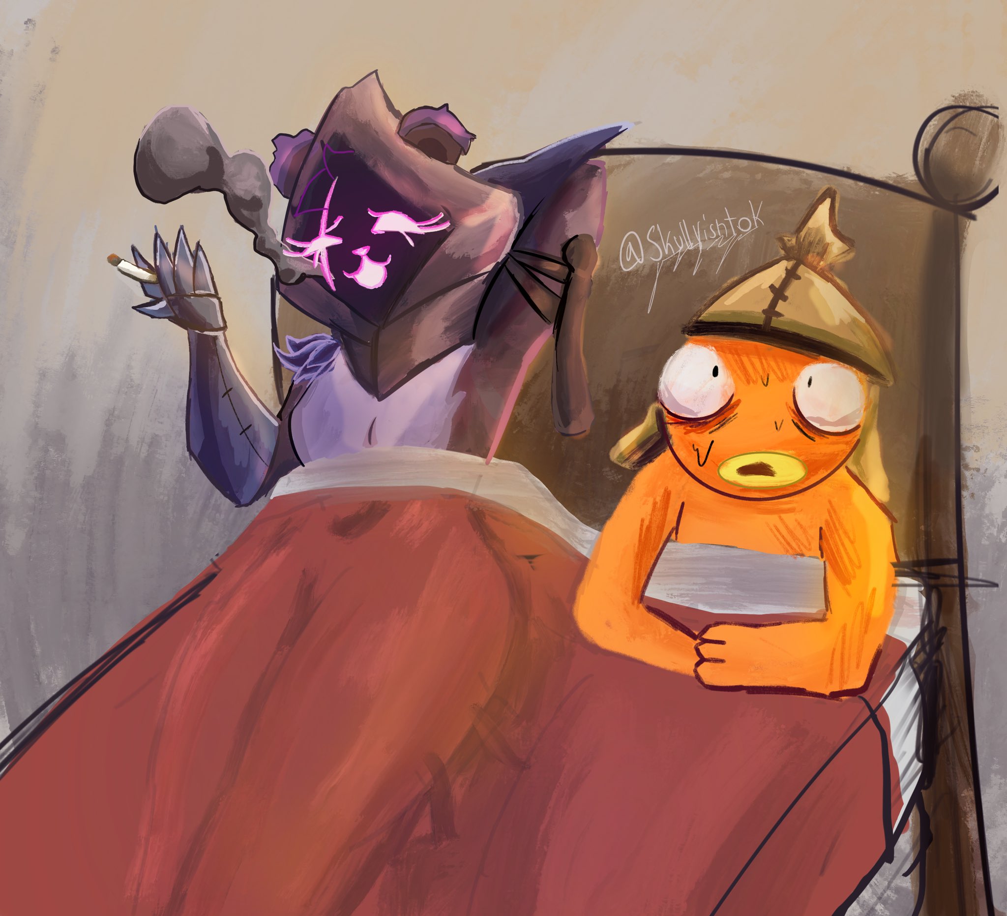 5 fingers, after sex, artist name, bed, cigarette, female, fishstick (fortnite), fortnite, fortnite: battle royale, i love when people draw ships like this actually (meme), in bed, meme, raven team leader, raven team leader (fortnite), skullyisntok, smoking, smoking cigarette, tagme, twitter username