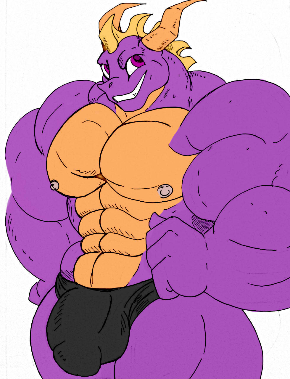 abs anthro beefy beefy_boy behemothvalentine biceps big_muscles bulge dragon horns huge_muscles large_muscles male male_only muscles muscular muscular_arms muscular_legs muscular_male muscular_thighs pecs speedo spyro spyro_the_dragon