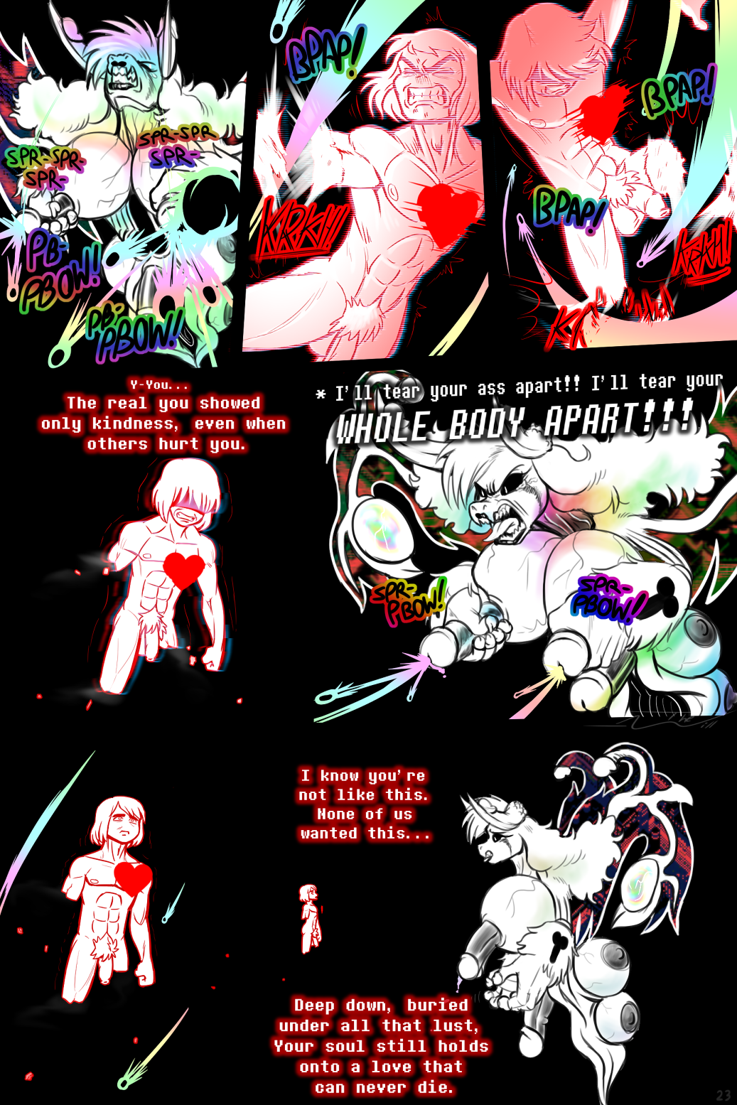 3_missing_limbs alternate_universe angel_derear anthro asriel_dreemurr_(god_form) big_breasts big_penis black_background bodily_fluids boss_monster bovid breasts bright_light caprine chromatic_aberration clothed clothing comic duo floating footwear footwear_only frisk_(undertale) frisky_(under(her)tail) futanari genitals goat hair hand_on_penis herm hi_res huge_cock human intersex long_hair long_tongue male mammal messy_hair mostly_nude multi_penis ovaries partially_clothed penis penis_digits penis_fingers penis_horn penis_nipples pentaphallia polyphallia profanity projectile pseudo_horn pubes rainbow rule_63 sharp_teeth shoes shoes_only simple_background size_difference tears teeth text thewill tongue under(her)tail undertale undertale_(series) unusual_anatomy unusual_genitalia_placement unusual_penis_placement vein veiny_breasts wide_eyed wings yelling