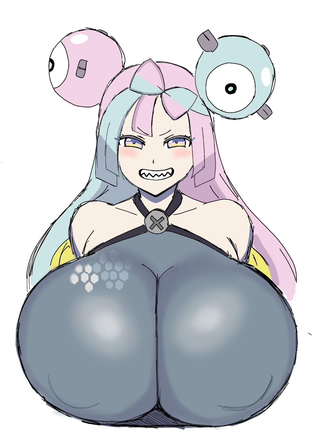 big breasts, breasts, clothed, female, female only, huge breasts, iono (pokemon), momiji (artist), nintendo, nipples visible through clothing, no bra, pokemon, pokemon sv