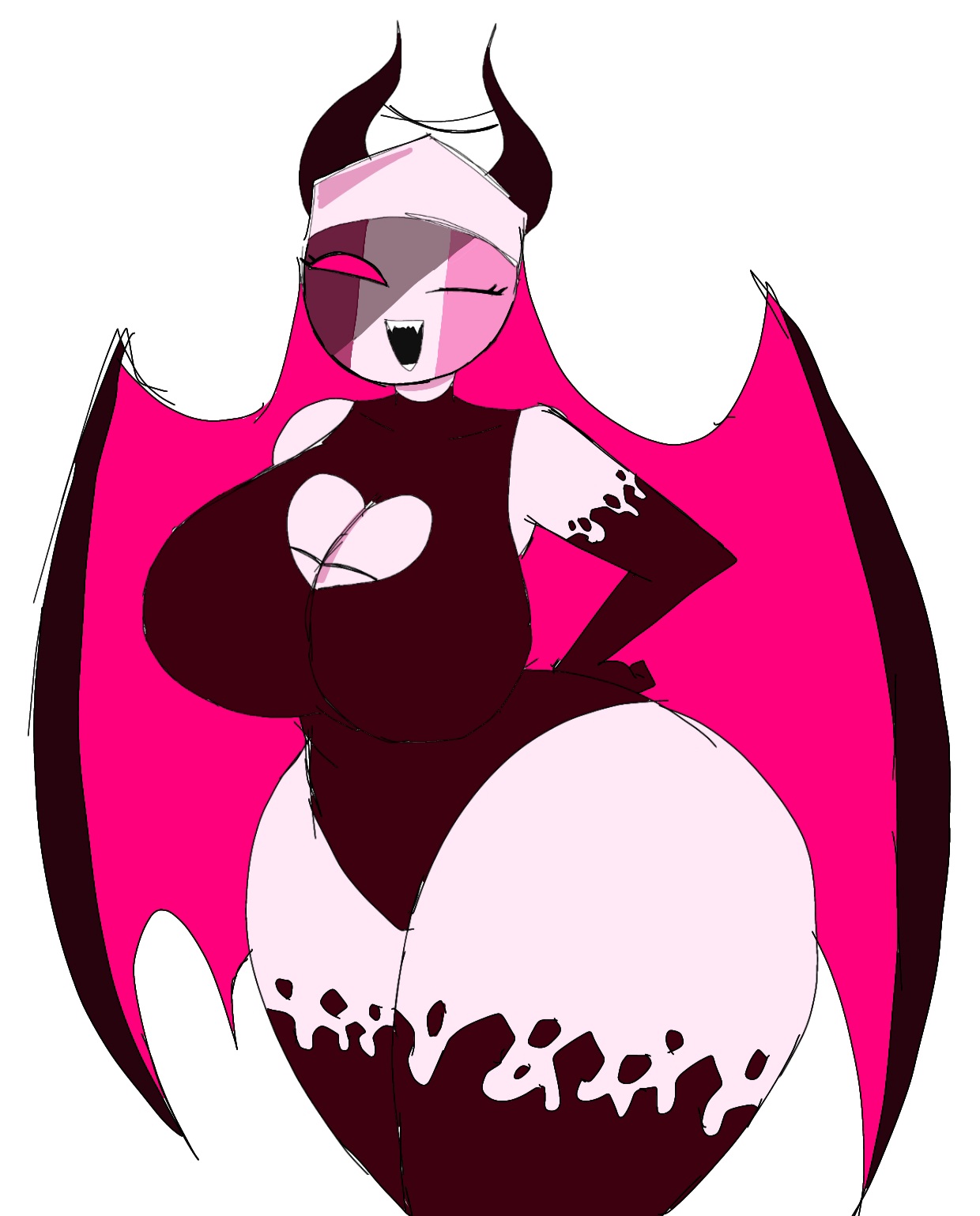 1girls, ass, big ass, big breasts, boob window, breasts, demon, demon girl, demon wings, female, female only, friday night funkin, friday night funkin mod, horn, huge ass, huge breasts, momiji (artist), no bra, pink eyes, sarvente (dokki.doodlez), sarvente (friday night funkin), sideass, smile, succubus, thick thighs, thighs
