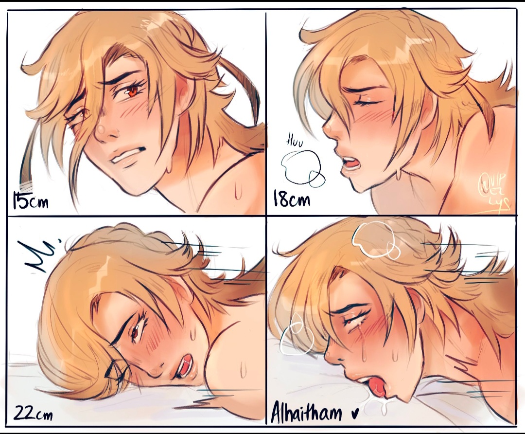 eyes rolling back, gay, genshin impact, kaveh (genshin impact), male, male only, pleasure face, tears in eyes, tears of pleasure, yaoi