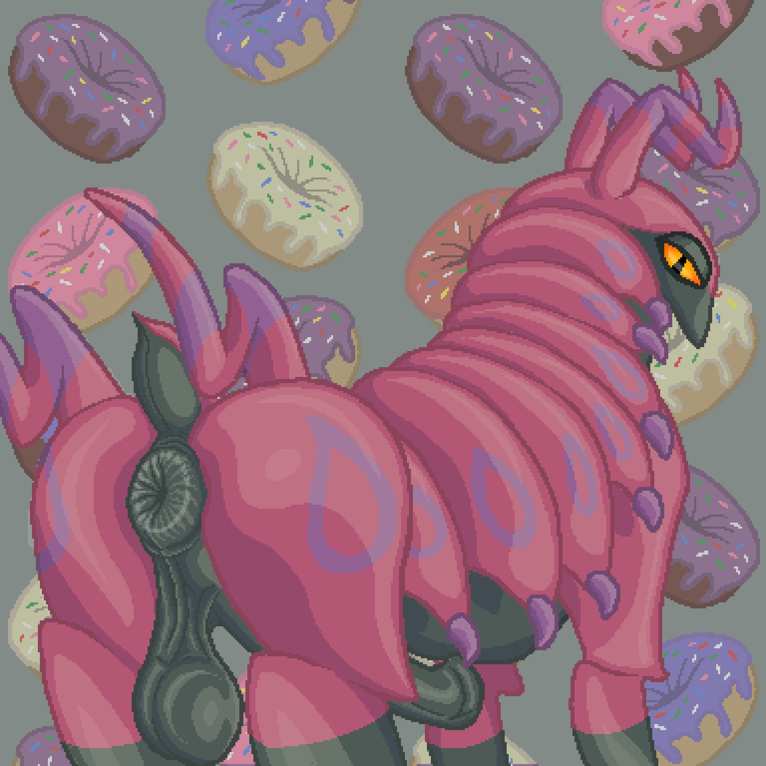 animal_genitalia animal_penis anus balls big_balls dessert digital_media_(artwork) doughnut equine_genitalia equine_penis feral food generation_5_pokemon genitals hi_res long_penis looking_back male nintendo noodlybat_(artist) orange_eyes penis pixel_(artwork) pokemon pokemon_(species) pokemon_only presenting puffy_anus quadruped raised_tail red_body saggy_balls scolipede solo tail