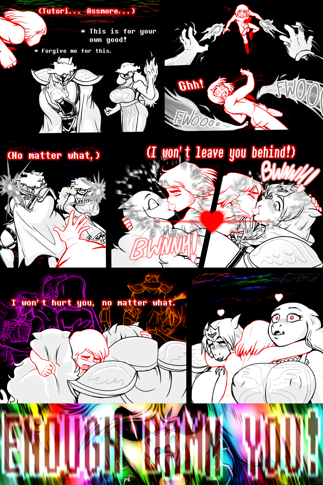 <3_eyes alternate_universe angel_derear anthro apron apron_only asgore_dreemurr asriel_dreemurr_(god_form) ass assmore_(under(her)tail) big_breasts black_background blush bodily_fluids boss_monster bovid breast_squish breasts cape caprine clothed clothing comic covered_eyes diphallia diphallism dodging embrace english_text female fire flashback floating footwear footwear_only frisk_(undertale) frisky_(under(her)tail) futanari genitals goat group hair heart herm hi_res horn hug human intersex kissing long_hair male mammal messy_hair mostly_nude multi_penis outline partially_clothed penis penis_horn ponytail profanity pseudo_horn rainbow rule_63 sharp_teeth shoes shoes_only simple_background skimpy skimpy_armor smile soul_(undertale) squish sweat teeth text thewill tongue toriel tutori_(under(her)tail) under(her)tail undertale undertale_(series) unusual_anatomy unusual_genitalia_placement unusual_penis_placement vein wide_eyed wings