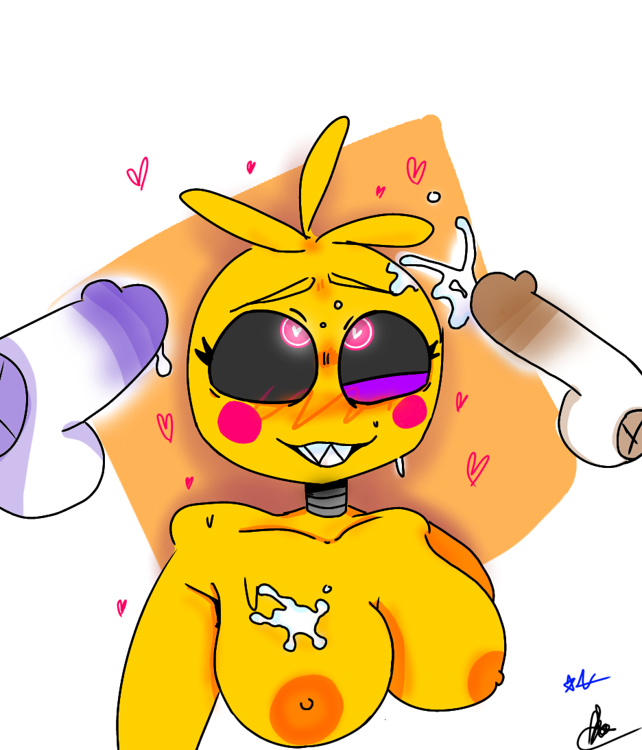 animatronic breasts breasts_out cum cum_in_mouth cum_on_breasts cum_on_face cumming five_nights_at_freddy's five_nights_at_freddy's_2 fnaf fnaf2 lovetaste_chica nude nude_female toy_chica_(fnaf) toy_chica_(love_taste) vlesss(artist)