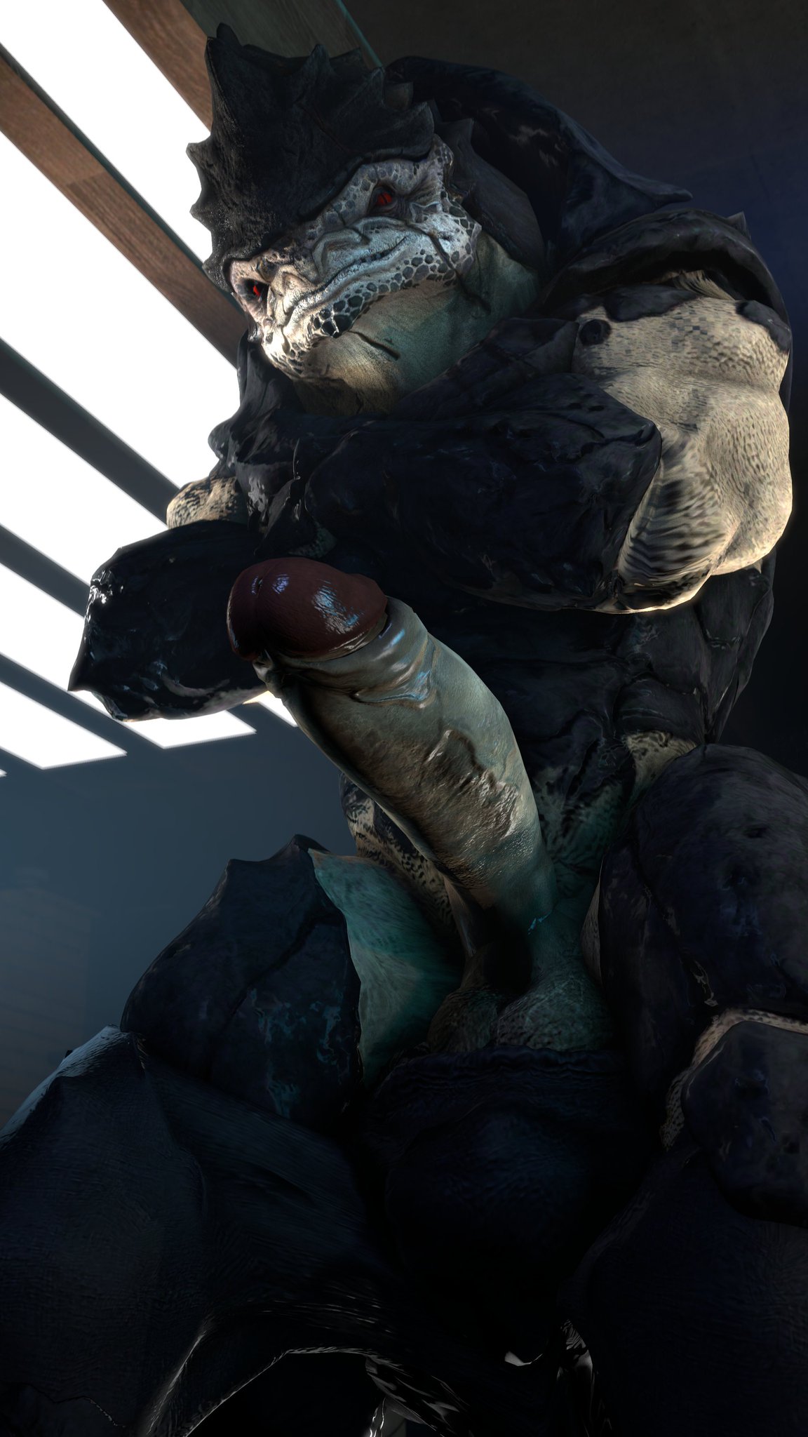 3d_(artwork) 4_balls alien balls big_balls big_penis crossed_arms digital_media_(artwork) erection foreskin front_view genitals hi_res huge_cock humanoid_genitalia humanoid_penis krogan looking_at_viewer male male_only mass_effect multi_balls multi_genitalia muscular muscular_male nude penile penis pose raik_arglack raik_arglack_(character) retracted_foreskin smile smiling_at_viewer smirk smirking_at_viewer solo standing thick_penis