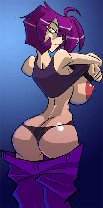 1girls aged_up ass ass_cleavage bigdad breasts breasts_out butt_crack casual clothing darnact female female_focus female_only gaz_membrane goth huge_breasts human invader_zim large_ass nickelodeon nipples pale_skin punk purple_hair solo source_request thicc_gaz undressing year_request yellow_eyes