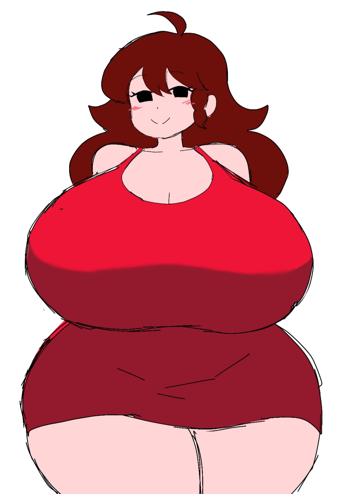 ass, big ass, big breasts, boob window, breasts, breasts bigger than head, clothed, curvy, female, female only, friday night funkin, girlfriend (friday night funkin), huge ass, huge breasts, momiji (artist), toony, voluptuous