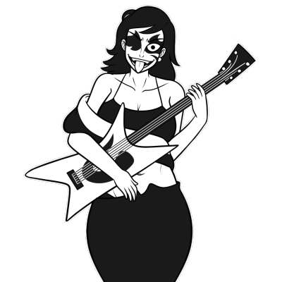 1:1 1girls ankaa_avarshina black_and_white black_hair breasts clothed dark_hair earring facepaint fangs female female_only guitar holding_object hourglass_figure incredibox large_breasts lilac_(orin_ayo) long_hair lowres monochrome one_eye open_mouth orin_ayo outline rockstar single_earring smirk solo solo_female tagme tank_top tongue_out transparent_background v-shaped_eyebrows white_body wide_hips