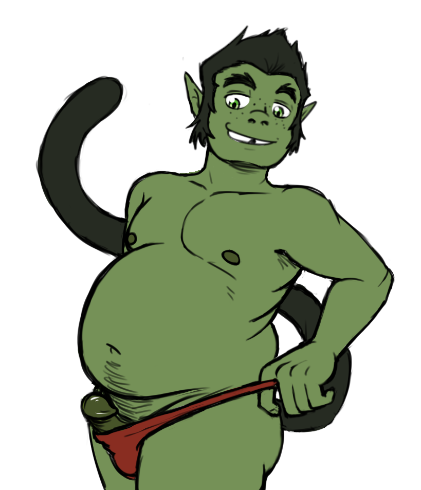 1boy beast_boy belly bhm big_belly boner dc erection fat freckles green_hair green_skin male male_only overweight overweight_male penis solo solo_male teen_titans thong tooth_gap verzisphere white_background