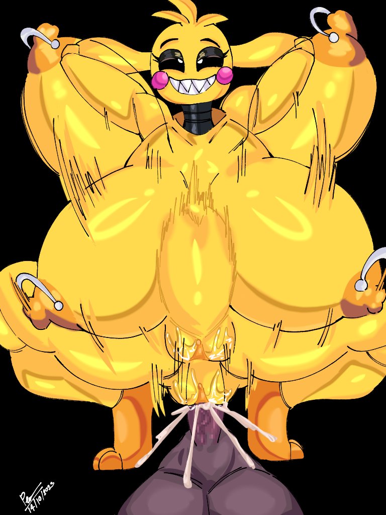 ahe gao, artist request, big breasts, big thighs, bouncing breasts, breasts, cowgirl position, cum, cum inside, female, five nights at freddy's, five nights at freddy's 2, gigantic breasts, hands behind head, huge breasts, huge thighs, looking up, male, nipple piercing, nipples, penis, penis in pussy, piercing, pussy, riding, riding penis, smile, smiling at viewer, straight, tagme, thick hips, thick thighs, thighs, toy chica (fnaf), toy chica (love taste), veiny penis, yaki soba, yellow body