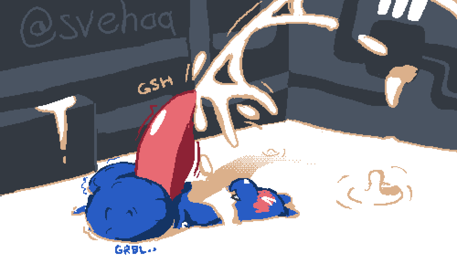 >_< 5:3 after_vore ball_bulge balls big_balls big_penis blueberry_(svehaq) blush blushing_profusely bodily_fluids closed_eyes cum cum_bath cum_drip cum_everywhere cum_in_mouth cum_in_own_mouth cum_in_self cum_inside cum_on_chest cum_on_ground cum_on_own_chest cum_on_self cum_pool cum_pooling cum_vore cumshot digestion dithering dripping ejaculation excessive_cum excessive_genital_fluids feral genital_fluids genitals highlights_(coloring) huge_balls huge_cock hyper hyper_balls hyper_cum hyper_genitalia hyper_penis looking_pleasured male messy penis rain_world ripples shadow slugcat solo svehaq_(artist) videocult vore