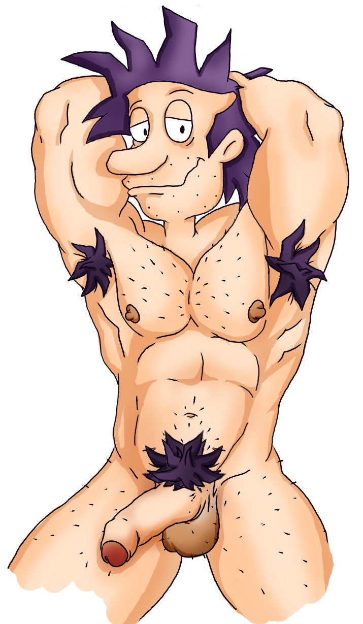 armpit_hair balls bara father flaccid foreskin gay hairy_chest male male_only muscles muscular nipples partially_retracted_foreskin penis pubes pubic_hair purple_hair rugrats showing_off stu_pickles uncut yaoi