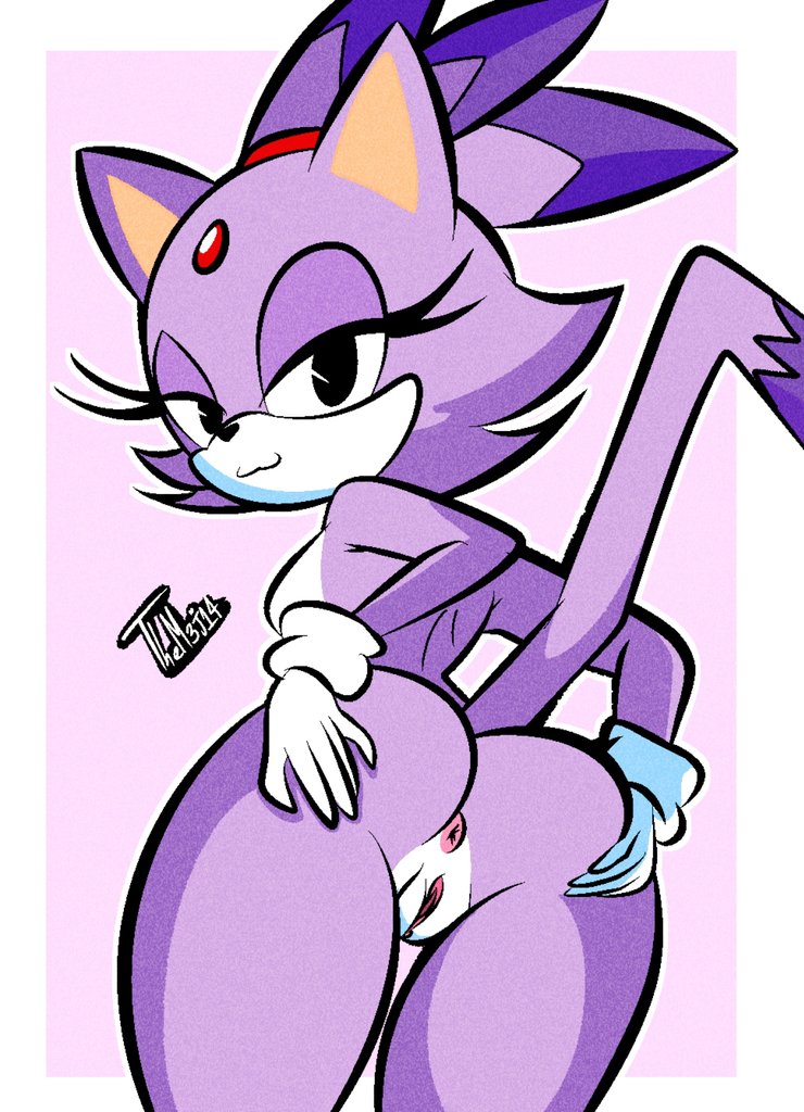 blaze the cat, diego mejia, furry female, nude female, presenting hindquarters, sega, sonic (series), sonic the hedgehog (series)