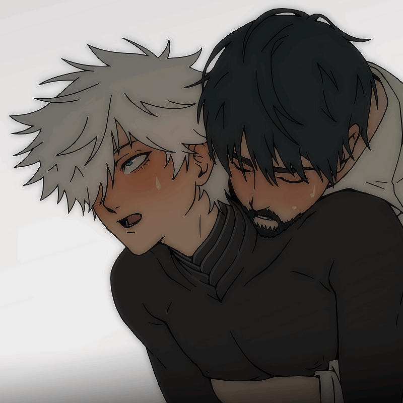 2male, 2men, ahegao face, closed eyes, gay, gimmeyourmoni, hand on chest, implied penetration, implied sex, male only, male/male, olruggio (witch hat atelier), qifrey (witch hat atelier), witch hat atelier, yaoi