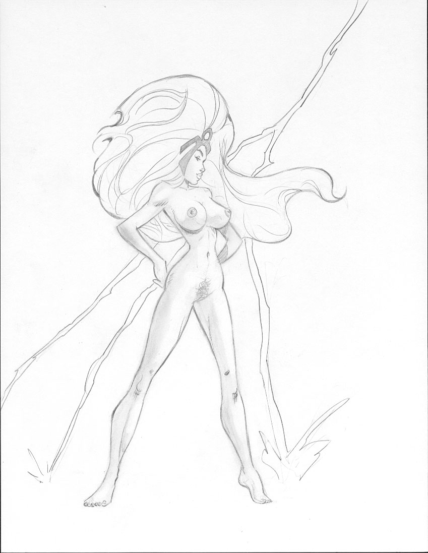 keith_dotson marvel marvel_comics monochrome nude ororo_munroe solo storm_(x-men) tagme tiara x-men