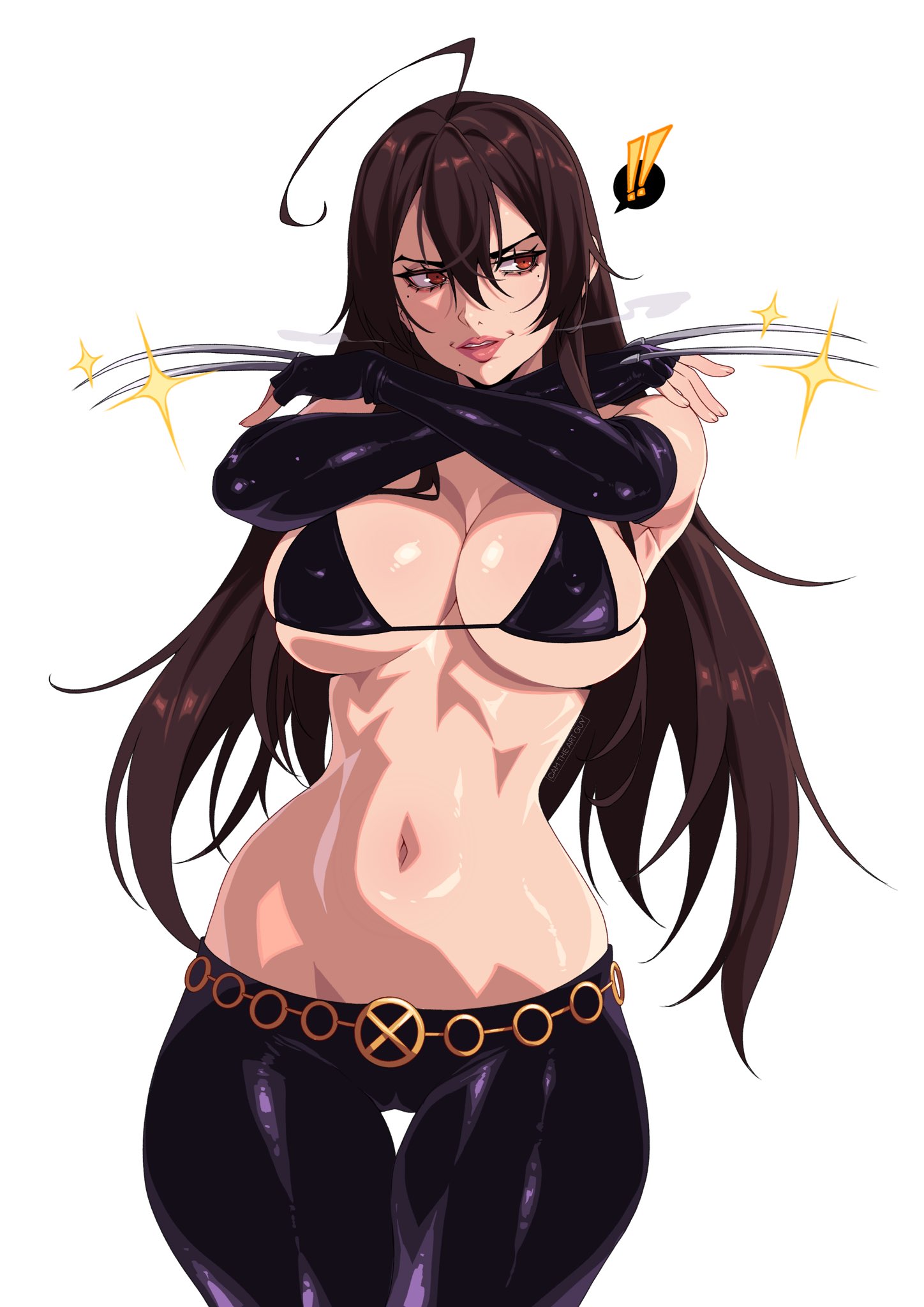 1girls, ass, breasts, camtheartguy, female, female focus, female only, large ass, large breasts, laura kinney, light skin, light-skinned female, looking at viewer, low rise, low-rise pants, marvel, solo, thick thighs, thighs, wide hips, x-23, x-men