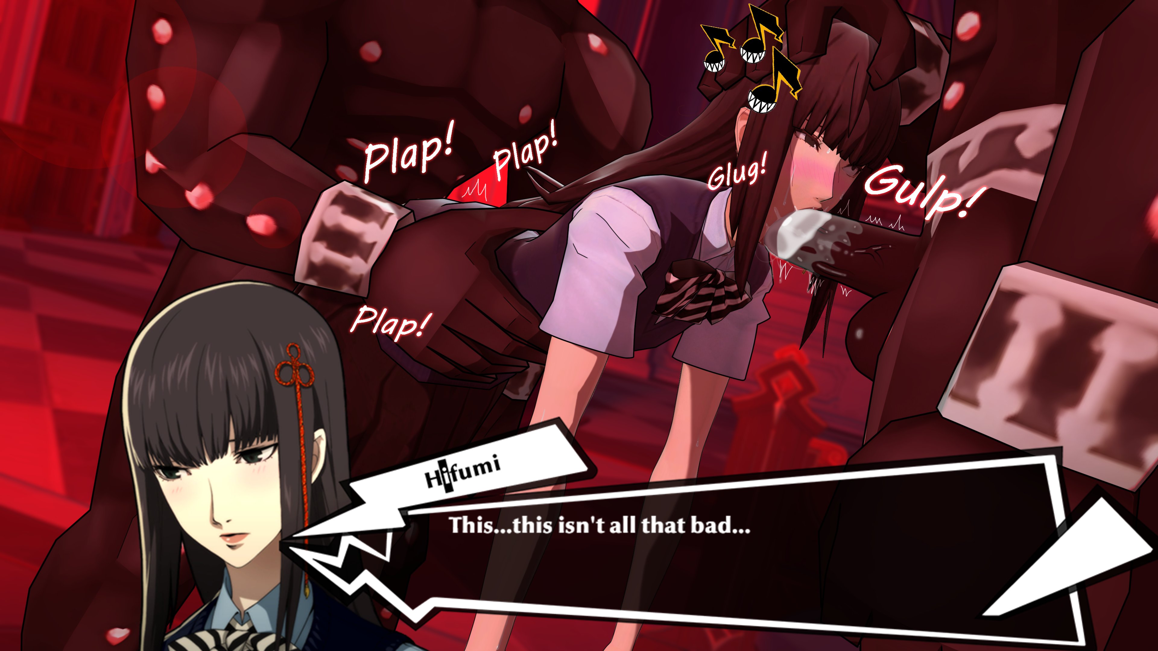 1girls, 2boys, 3d, ahe gao, blowjob, dark skin, fellatio, female, hifumi togo, human, male, monster, nobodyrly (artist), oral, pale skin, persona, persona 5, sfm, shadow (persona), spitroast, tagme, vaginal, vaginal penetration