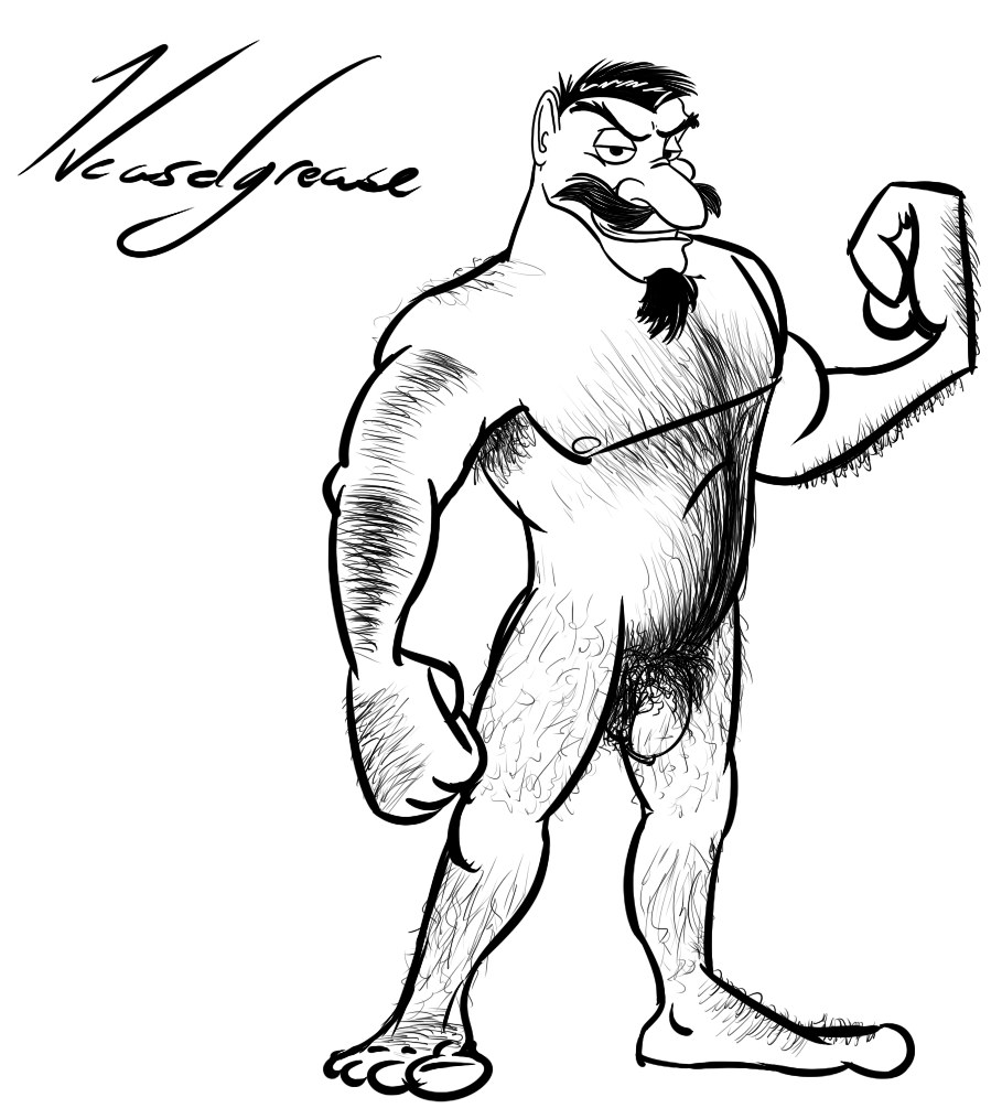 adventures_of_the_gummi_bears disney duke_igthorn flaccid goatee hairy human human_only male male_only monochrome moustache nude solo solo_male weaselgrease