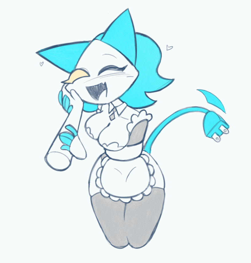 animated, artist request, beaniebearz, breasts, deltarune, deltarune chapter 2, doodle, female focus, hand, hand on head, maid, maid uniform, taking care, tasque manager (deltarune)