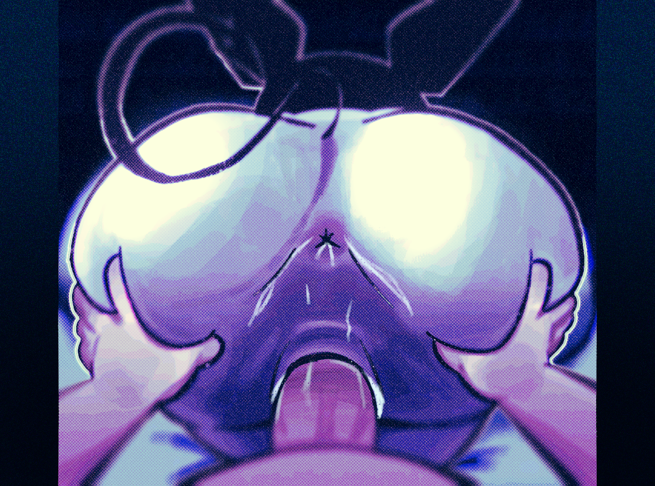 1futa, 1girl, ass, ass focus, ass grab, big ass, bodily fluids, colored, futa on female, futanari, kukj, kuromi, my melody, penetration, precum, sanrio, shaded, tagme, unseen futa face, vaginal penetration
