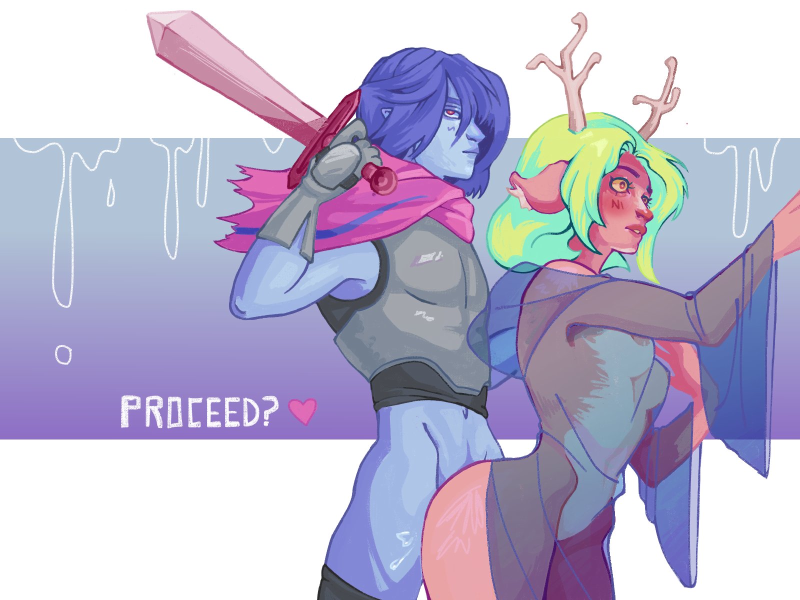 2022, anthro, ass, badaqqle, breasts, deltarune, deltarune chapter 2, female, human, human on anthro, kris (deltarune), male, mind control, noelle holiday, old art, possessed, sex, snowgrave, undertale (series)